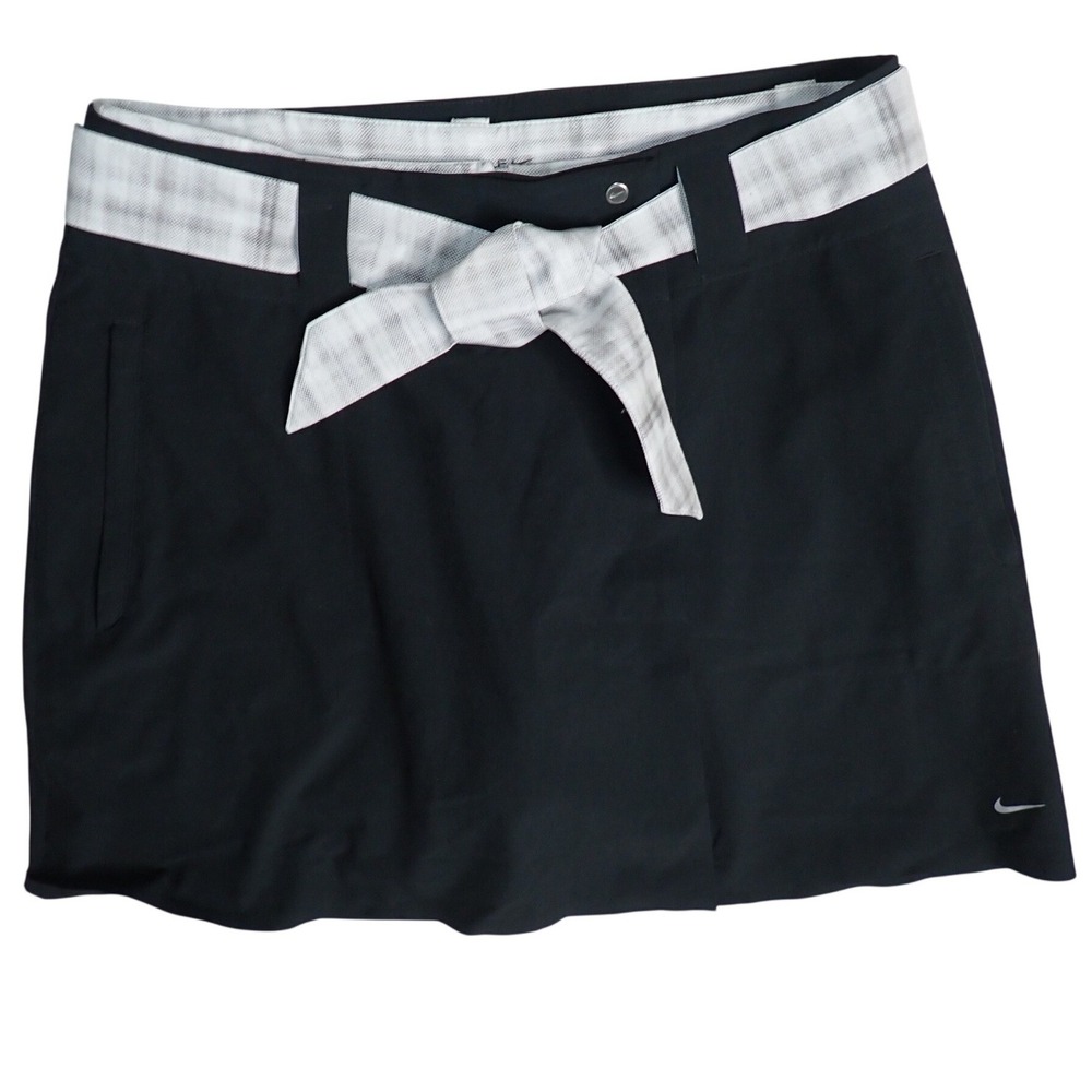 Nike Black Skort with White Plaid Waist Tie